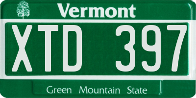 VT license plate XTD397