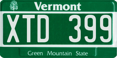 VT license plate XTD399