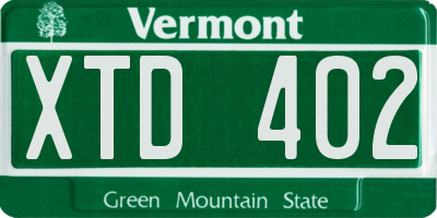 VT license plate XTD402