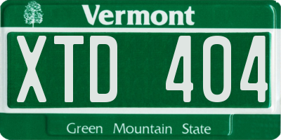 VT license plate XTD404
