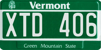 VT license plate XTD406