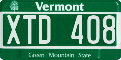 VT license plate XTD408