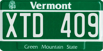 VT license plate XTD409
