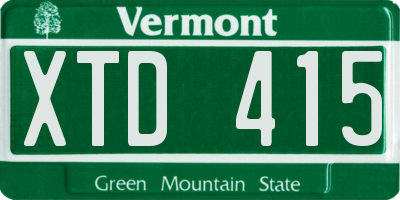 VT license plate XTD415