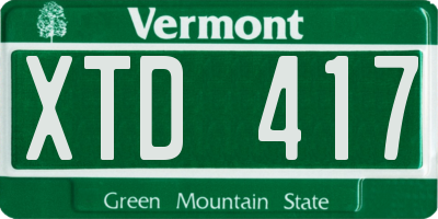 VT license plate XTD417