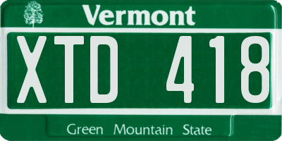 VT license plate XTD418