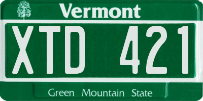 VT license plate XTD421