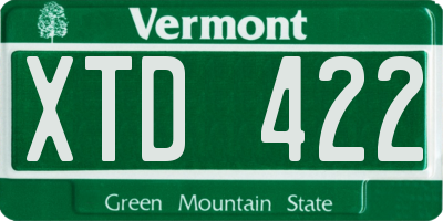 VT license plate XTD422