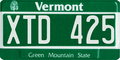 VT license plate XTD425