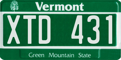 VT license plate XTD431