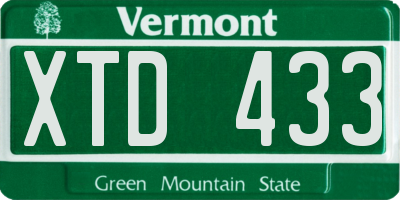 VT license plate XTD433