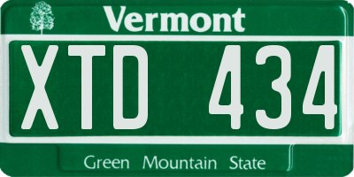 VT license plate XTD434