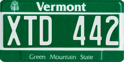 VT license plate XTD442