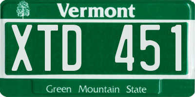 VT license plate XTD451