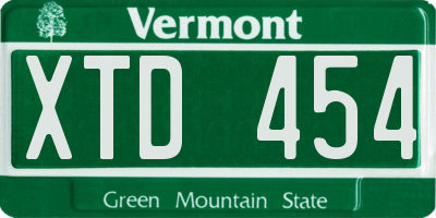 VT license plate XTD454