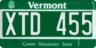 VT license plate XTD455