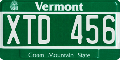 VT license plate XTD456