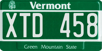 VT license plate XTD458
