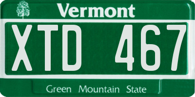 VT license plate XTD467