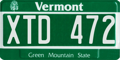 VT license plate XTD472