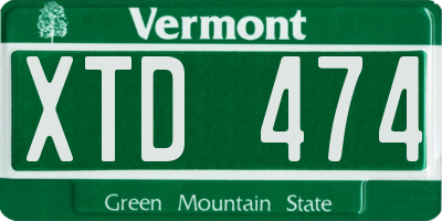 VT license plate XTD474