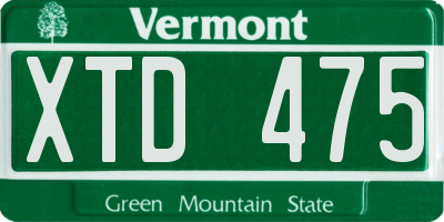 VT license plate XTD475