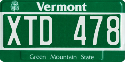 VT license plate XTD478