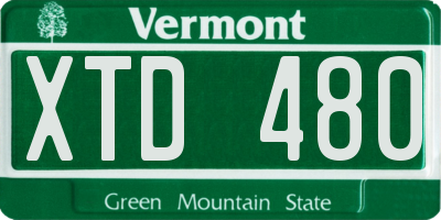 VT license plate XTD480