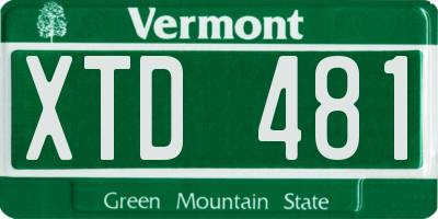 VT license plate XTD481
