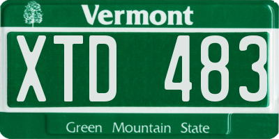 VT license plate XTD483