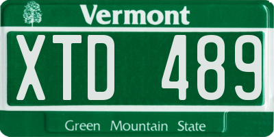 VT license plate XTD489