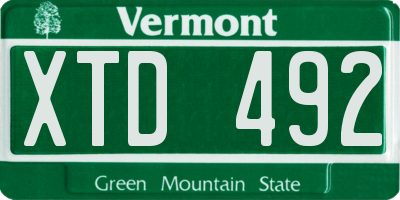 VT license plate XTD492