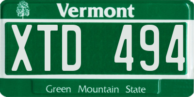 VT license plate XTD494