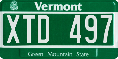 VT license plate XTD497