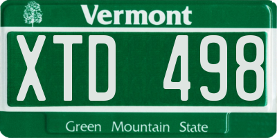 VT license plate XTD498