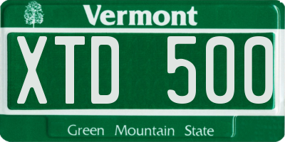 VT license plate XTD500