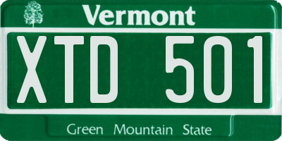 VT license plate XTD501
