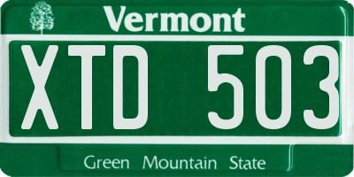 VT license plate XTD503