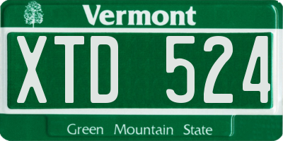 VT license plate XTD524