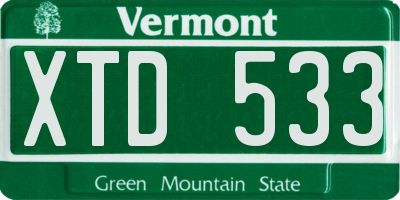 VT license plate XTD533