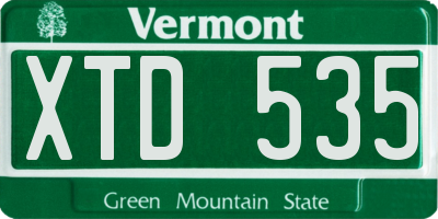 VT license plate XTD535