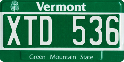 VT license plate XTD536