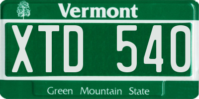 VT license plate XTD540