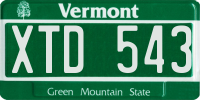 VT license plate XTD543