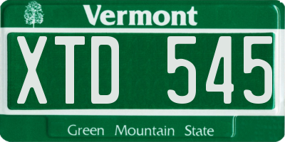VT license plate XTD545