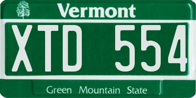 VT license plate XTD554