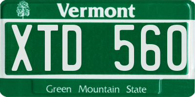VT license plate XTD560