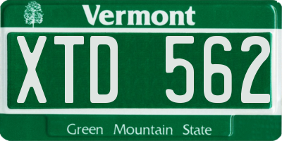 VT license plate XTD562