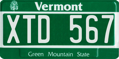 VT license plate XTD567