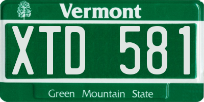 VT license plate XTD581